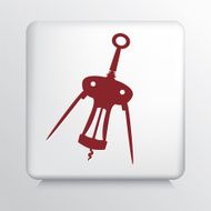 Square Icon with Brown Open Corkscrew Silhouette