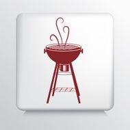 Square Icon with Smoking Brown BBQ and Grill
