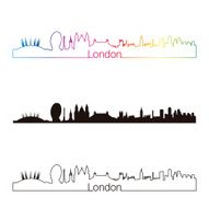 London skyline linear style with rainbow