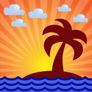 Dawn sea island palm
