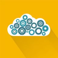 Flat Design Cloud Icon With Gears