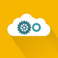 Flat Design Cloud Icon With Gears N2