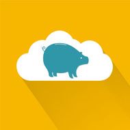 Flat Design Cloud Icon With Piggy Bank