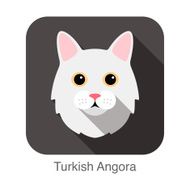 Turkish Angora Cat Cat breed face cartoon flat icon design