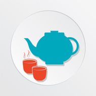 Sushi Restaurant Icon Green Tea With Teapot And Cups