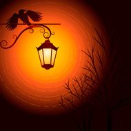 Halloween Lamp and Crow