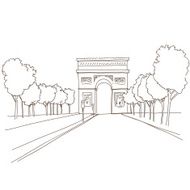 Triumphal Arch hand drawn vector illustration