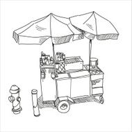 Hot dog stand hand drawn vector illustration N2