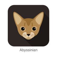 Abyssinian Cat breed face cartoon flat icon design