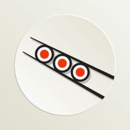 Sushi Restaurant Icon California Rolls And Chopsticks N3