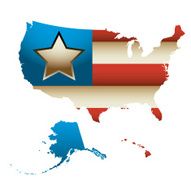 USA map with flag colors N2