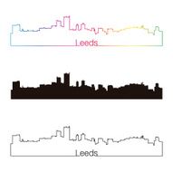 Leeds skyline linear style with rainbow