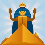 Golden King Pharaoh over a Pyramid