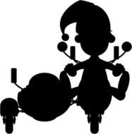 Elf on Scooter in Silhouette N2