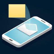 Envelope on smartphone with message