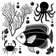 sea creatures design elements N8