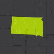 Detailed map of South Dakota state grunge style