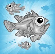 Light Bursting Behind Large and Small Fish