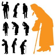 Vector silhouette of old people N181
