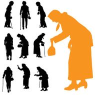 Vector silhouette of old people N182
