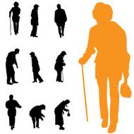 Vector silhouette of old people N183