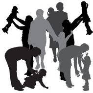 Vector silhouette of a family N181
