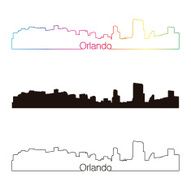 Orlando skyline linear style with rainbow