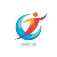 Positive - human in colored rings creative sign