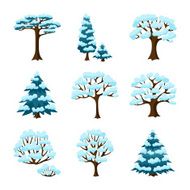 Set of winter abstract stylized trees Natural illustration