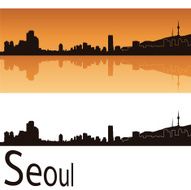 Seoul skyline in orange background