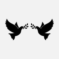 Peace Doves with Olive branch Vector Illustration