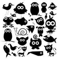 Black Vector Animals Silhouette Set