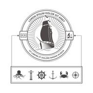 Set of Nautical Icons for Badges in Vintage Style