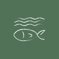 Fish under water icon drawn in chalk N3