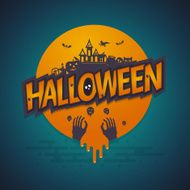 Halloween full moon poster Vector illustration