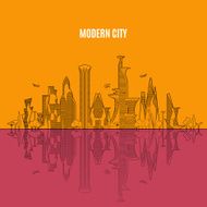 Modern fantastic city Line Art Urban Background