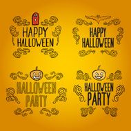 set of vintage happy halloween banners and labels