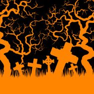 Orange cemetery and trees