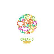 Vector logo design template with fruit and vegetable icons