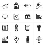 Black electricity power and energy icons