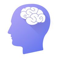 Male head icon with a brain