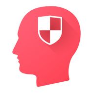 Male head icon with a shield