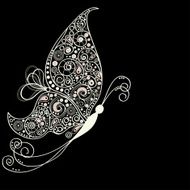 White butterfly on black background N2