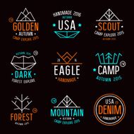 Set of badges in thin line style