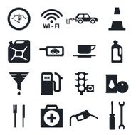 Black fuel pump gas station icons