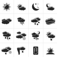 Black Weather and meteorology icons