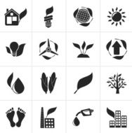 Black environment and nature icons