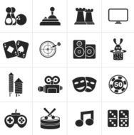 Black entertainment objects icons