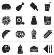 Black fast food and drink icons