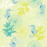 Yellow Seamless Pattern with Sea-Horses